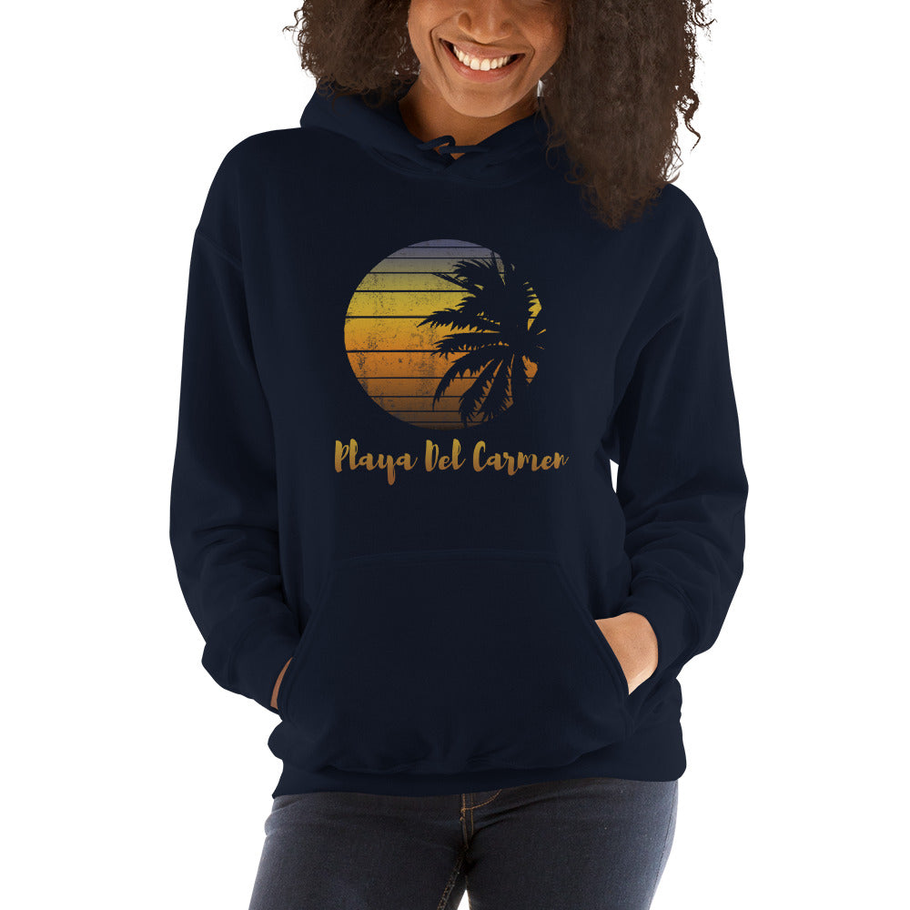 Retro Playa Del Carmen Mexico Beach Family Vacation Souvenir Palm Tree Unisex Hoodie Top Sweatshirt