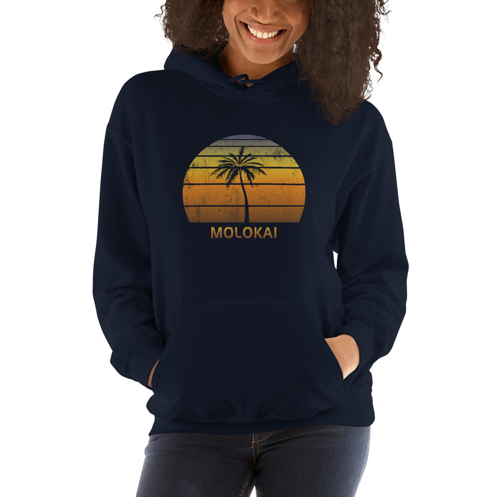 Retro Molokai Hawaii Vintage Sunset Beach Vacation Souvenir Unisex Hoodie Top Sweatshirt
