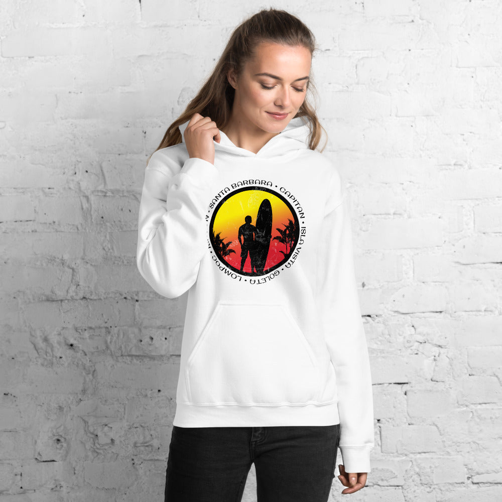 Cool Santa Barbara California Surf Fan Surfing Lover Beach Unisex Hoodie Top Sweatshirt