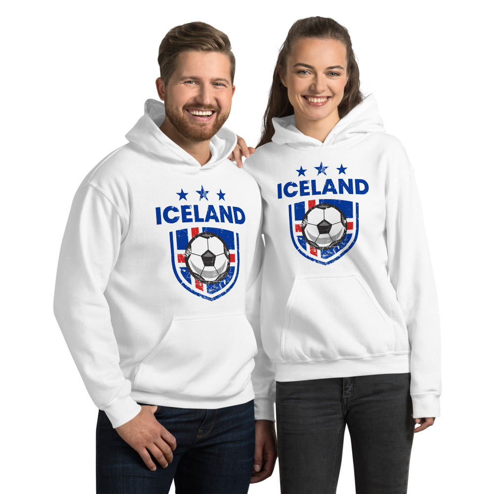 Retro Iceland Soccer Team Football Fan Country Icelandic Flag Unisex Hoodie Top Sweatshirt