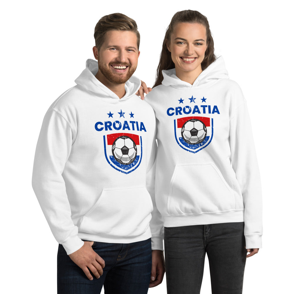 Retro Croatia Soccer Team Football Fan Country Croatian Flag Unisex Hoodie Top Sweatshirt
