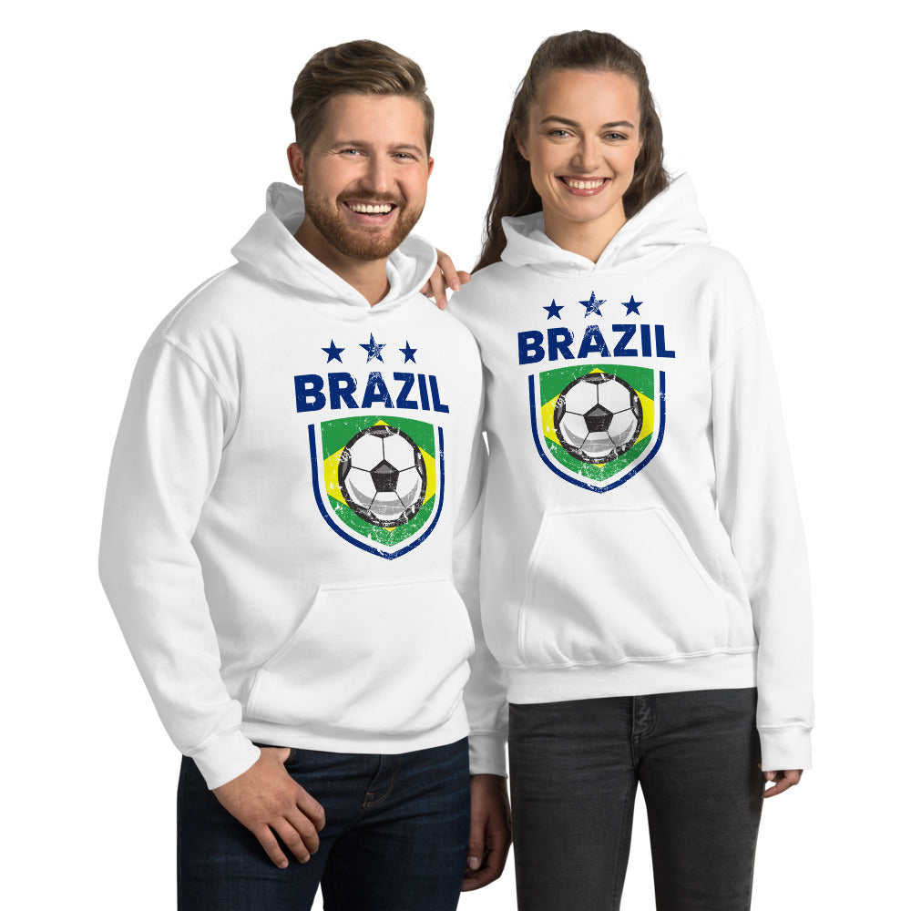 Retro Brazil Soccer Team Football Fan Country Brasil Brazilian Flag Unisex Hoodie Top Sweatshirt