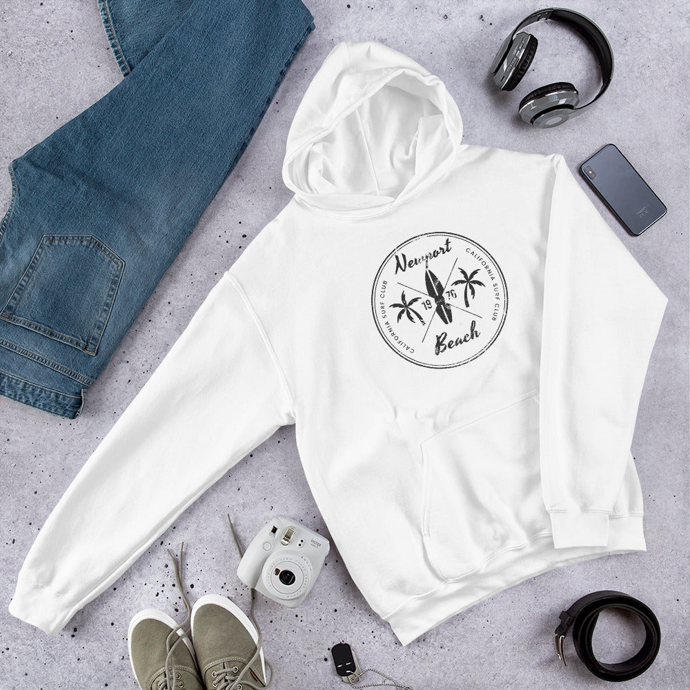 Retro Newport Beach California Surfing Fan Unisex Hoodie Top Sweatshirt