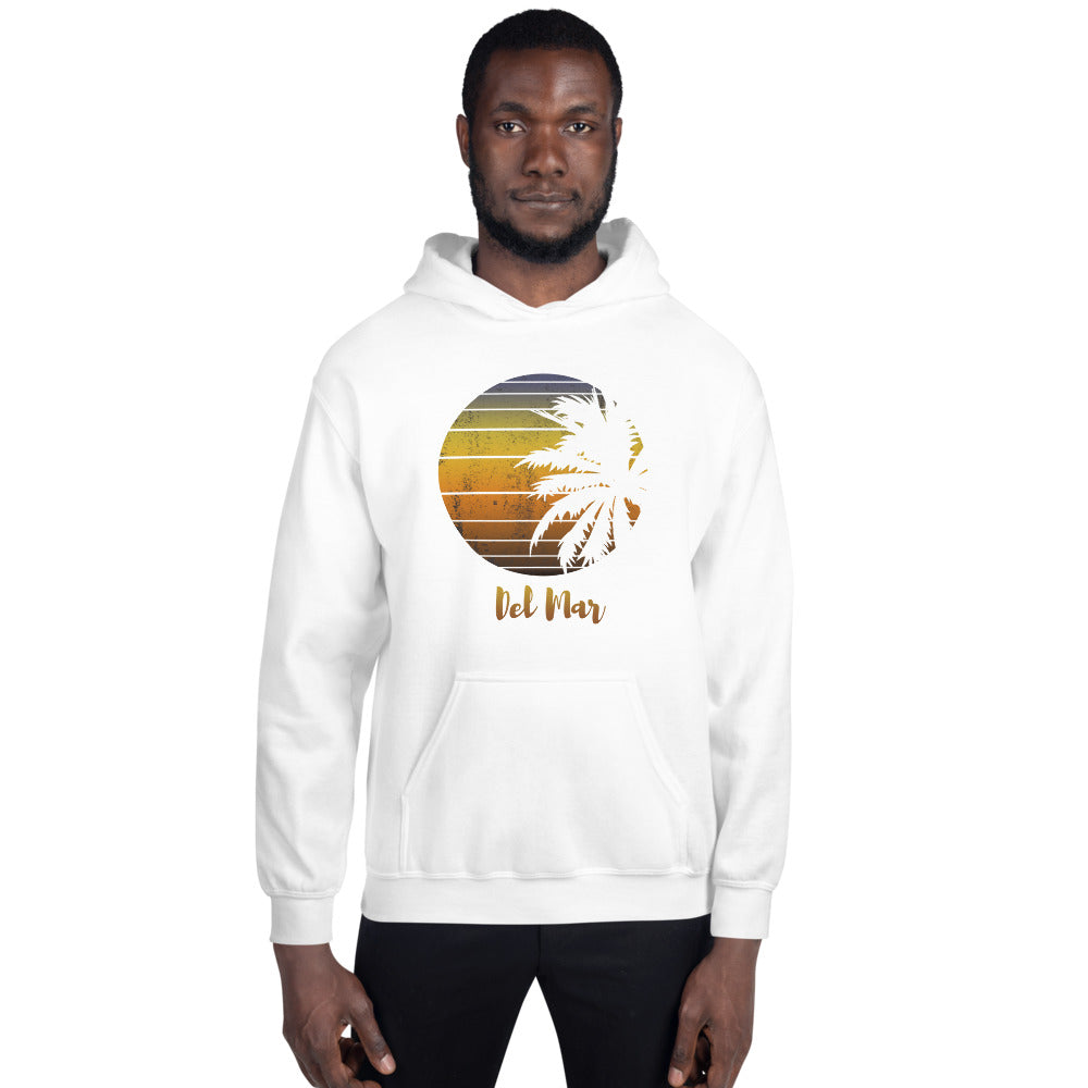Retro Del Mar California Beach Vacation Souvenir Palm Tree Unisex Hoodie Top Sweatshirt