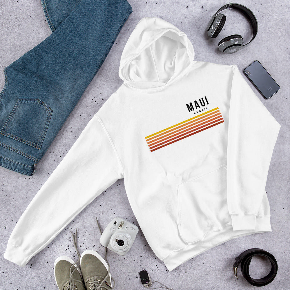Retro Maui Hawaii Vacation Stripes Unisex Hoodie Top Sweatshirt