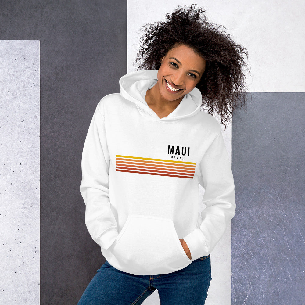 Retro Maui Hawaii Vacation Stripes Unisex Hoodie Top Sweatshirt