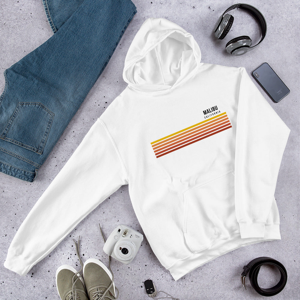 Retro Malibu California Vacation Stripes Unisex Hoodie Top Sweatshirt