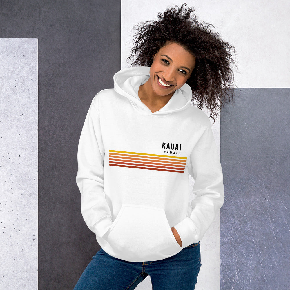 Retro Kauai Hawaii Vacation Stripes Unisex Hoodie Top Sweatshirt