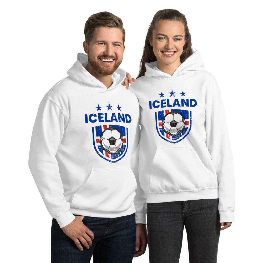 Retro Iceland Soccer Team Football Fan Country Icelandic Flag Unisex Hoodie Top Sweatshirt