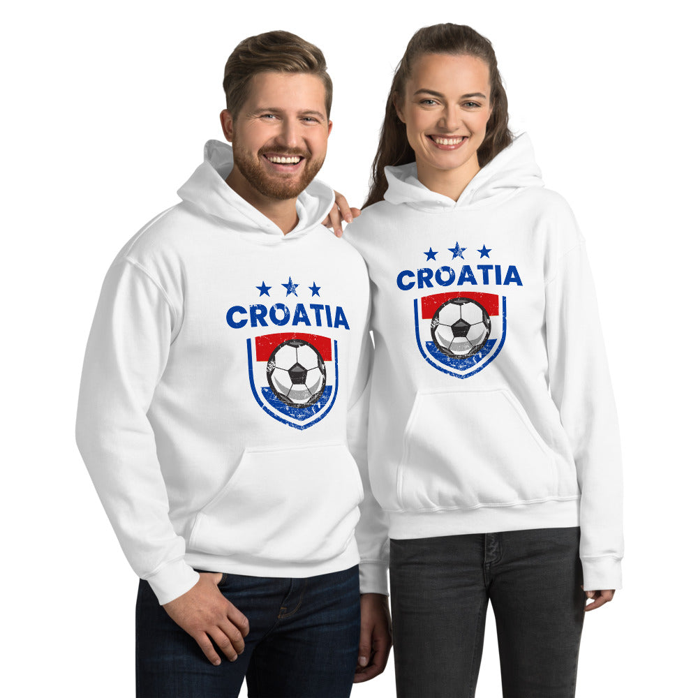 Retro Croatia Soccer Team Football Fan Country Croatian Flag Unisex Hoodie Top Sweatshirt