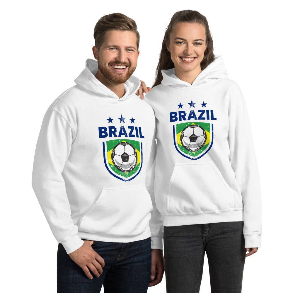 Retro Brazil Soccer Team Football Fan Country Brasil Brazilian Flag Unisex Hoodie Top Sweatshirt