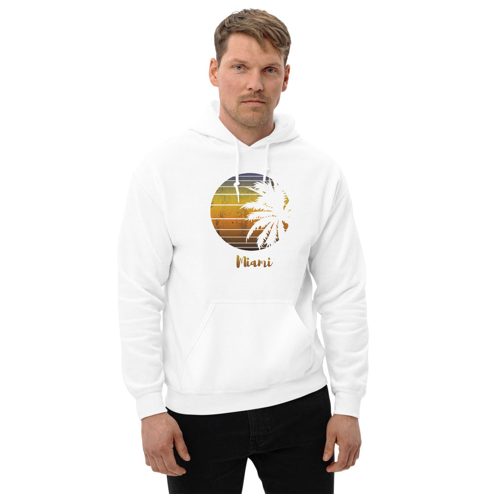 Retro Miami Florida Beach Palm Tree Vacation Souvenir Unisex Hoodie Top Sweatshirt