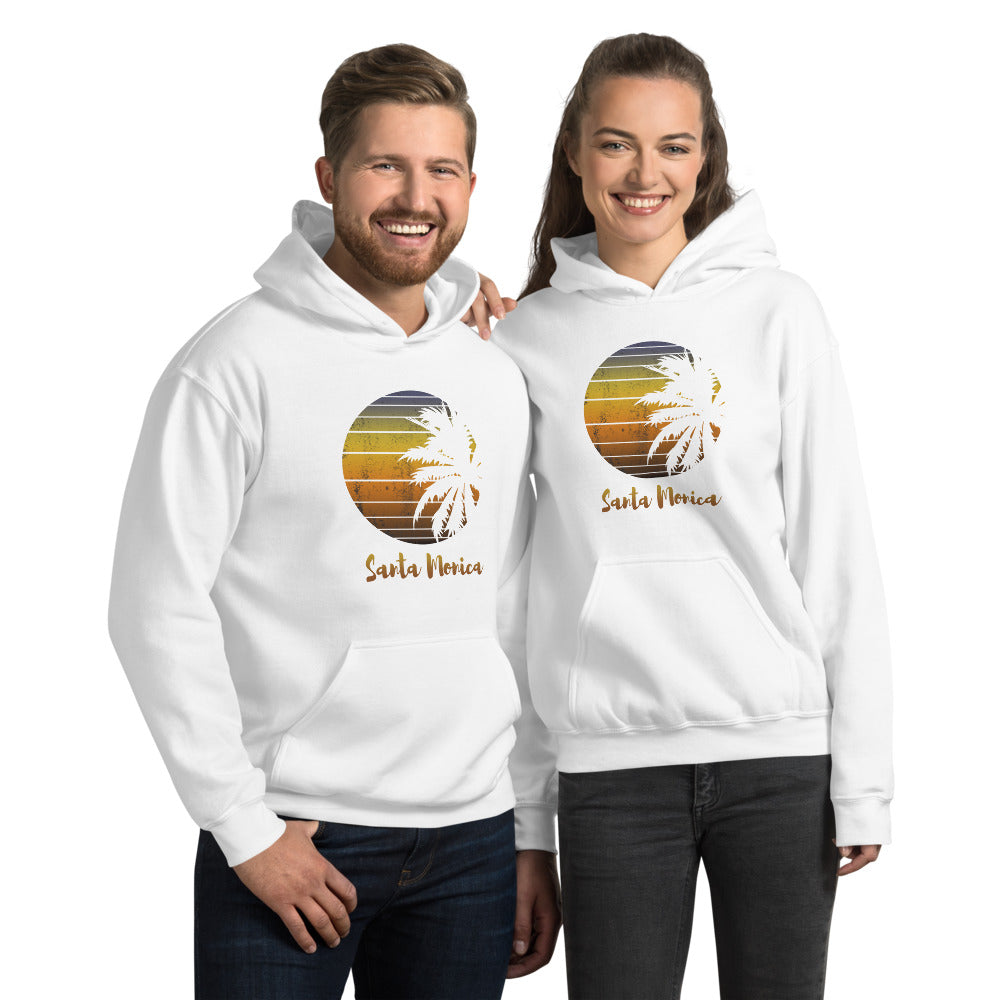 Retro Santa Monica California Beach Vacation Souvenir Palm Tree Unisex Hoodie Top Sweatshirt