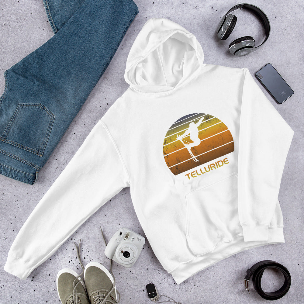 Cool Retro Telluride Colorado Skiing Ski Fan Unisex Hoodie Top Sweatshirt