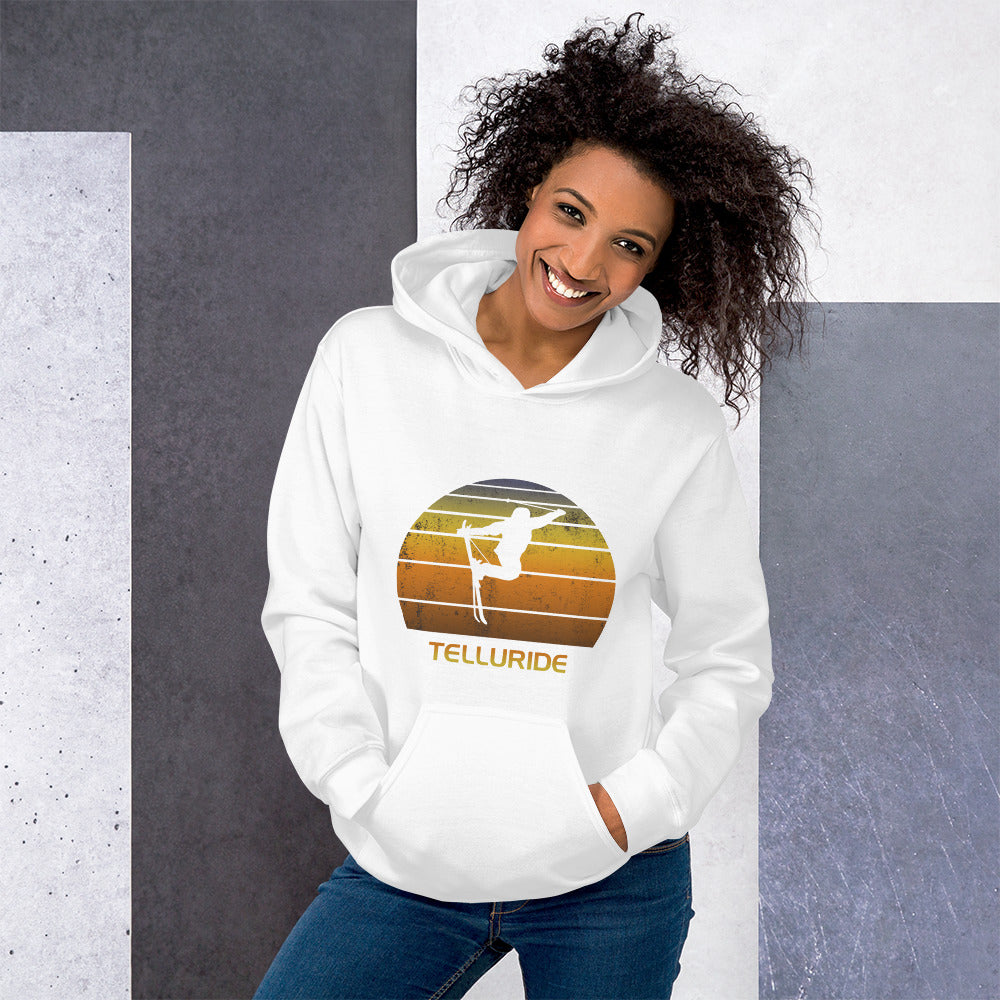 Cool Retro Telluride Colorado Skiing Ski Fan Unisex Hoodie Top Sweatshirt