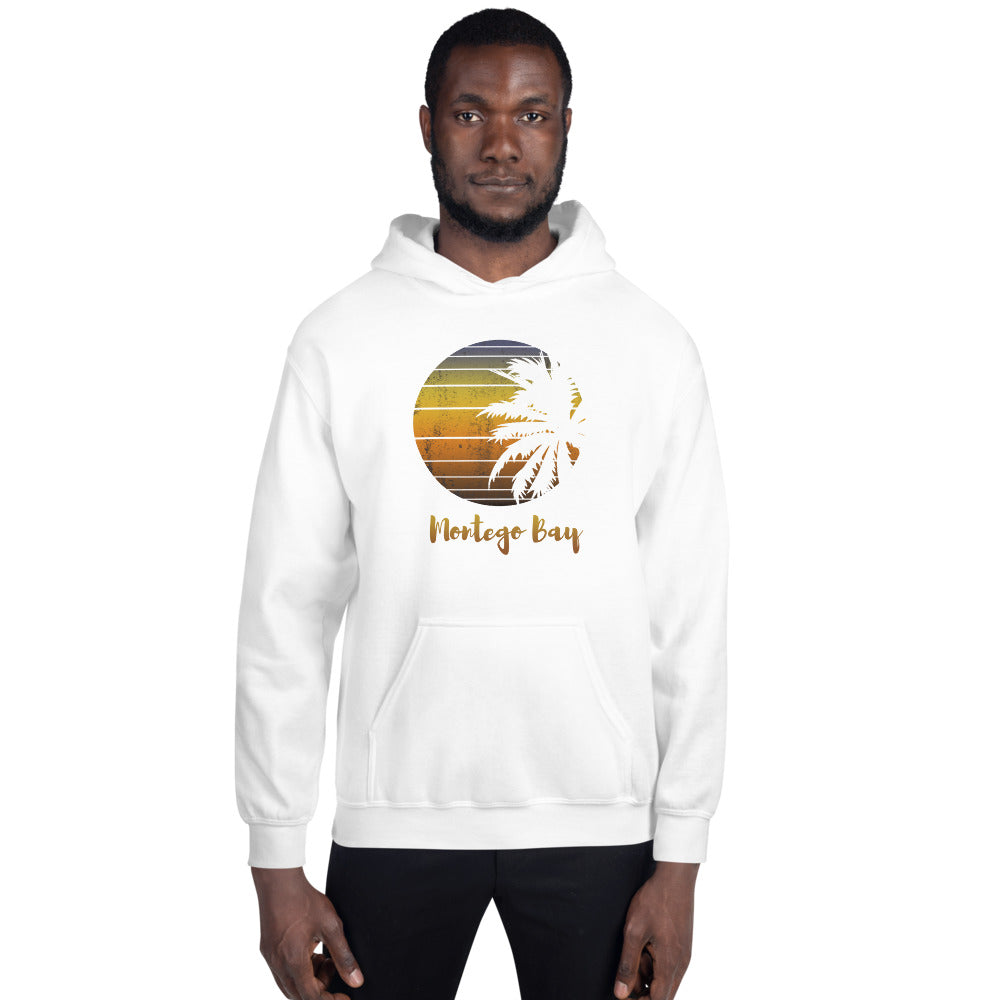 Retro Montego Bay Jamaica Beach Palm Tree Vacation Souvenir Unisex Hoodie Top Sweatshirt