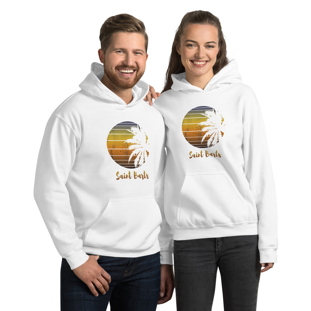 Retro Saint Barts Beach Palm Tree Vacation Souvenir Unisex Hoodie Top Sweatshirt