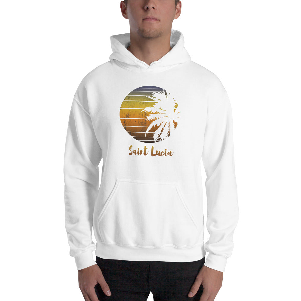 Retro Saint Lucia Beach Palm Tree Vacation Souvenir Unisex Hoodie Top Sweatshirt