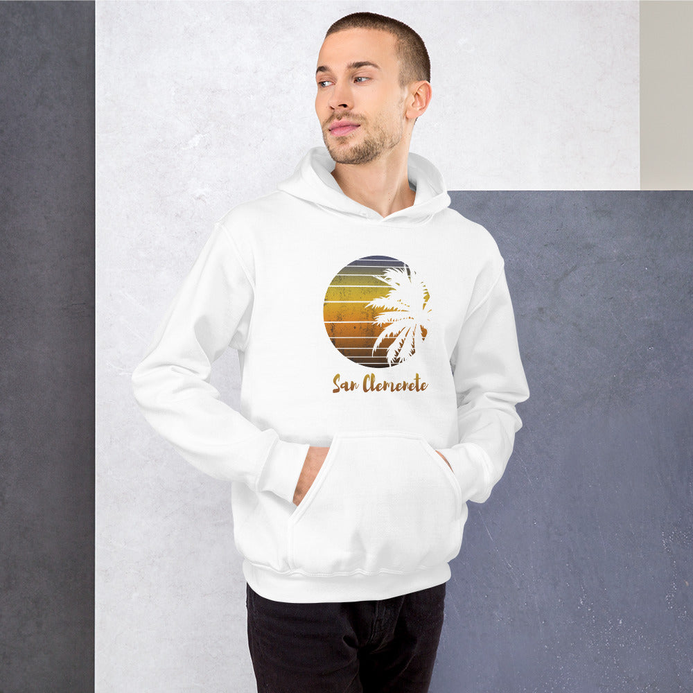 Retro San Clemente California Beach Vacation Souvenir Palm Tree Unisex Hoodie Top Sweatshirt