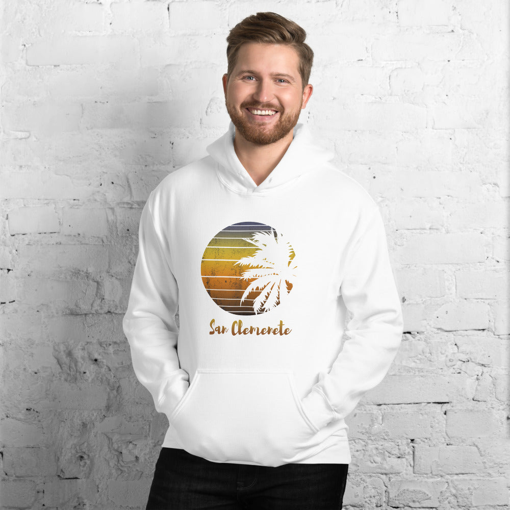 Retro San Clemente California Beach Vacation Souvenir Palm Tree Unisex Hoodie Top Sweatshirt