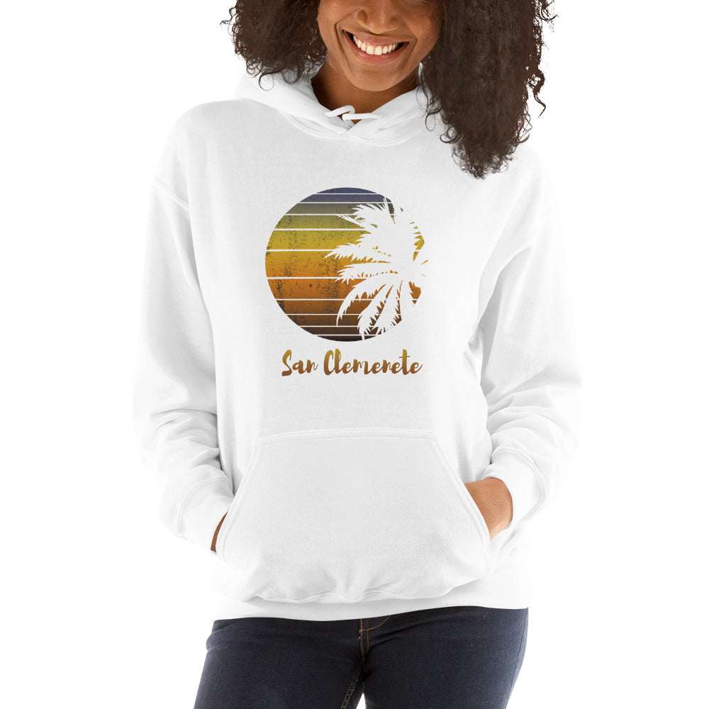 Retro San Clemente California Beach Vacation Souvenir Palm Tree Unisex Hoodie Top Sweatshirt