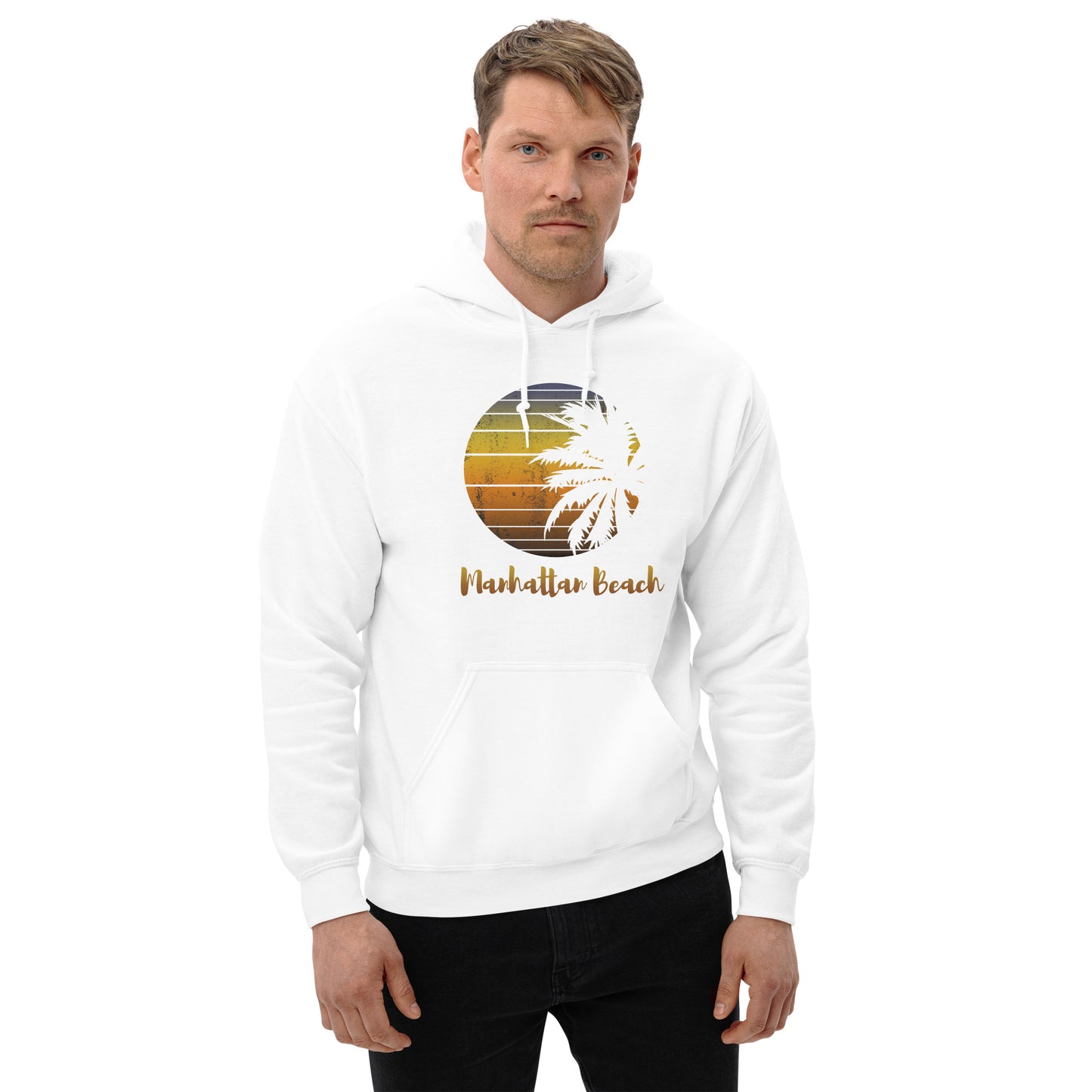 Retro Manhattan Beach California Cool Vacation Souvenir Palm Tree Unisex Hoodie Top Sweatshirt