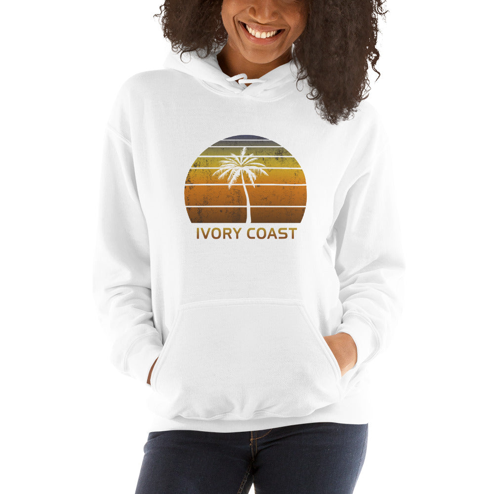 Retro Ivory Coast Africa Vintage Sunset Beach Vacation Souvenir Unisex Hoodie Top Sweatshirt