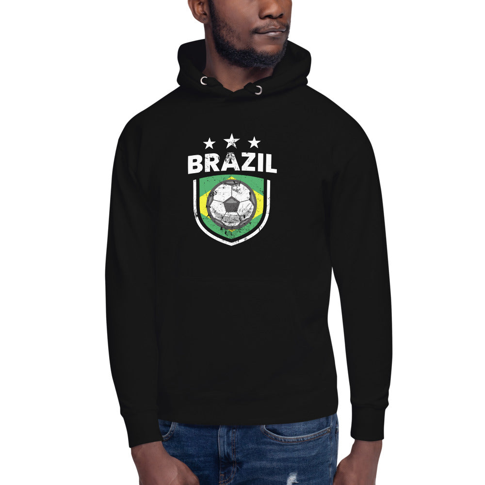 Retro Brazil Soccer Team Football Fan Country Brasil Brazilian Flag Unisex Hoodie Top Sweatshirt