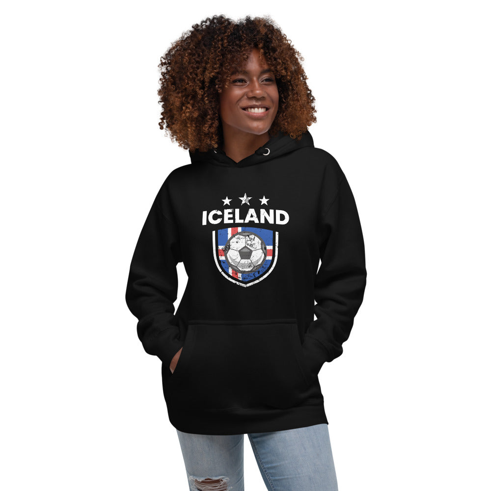 Retro Iceland Soccer Team Football Fan Country Icelandic Flag Unisex Hoodie Top Sweatshirt