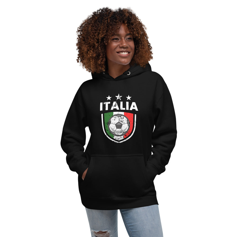 Retro Italy Soccer Team Football Fan Country Italia Italian Flag Unisex Hoodie Top Sweatshirt