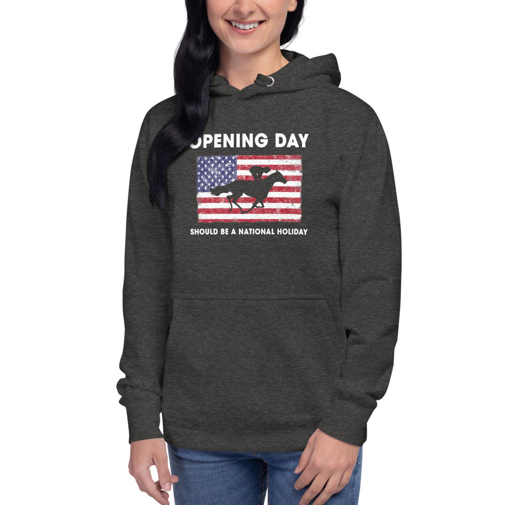 Opening Day Horse Racing Track Derby Fan USA Flag Unisex Hoodie Top Sweatshirt