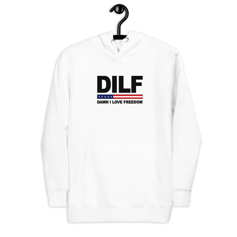 Funny DILF Military Service Freedom 4th Of July USA Flag Joke Unisex Hoodie Top Sweatshirt