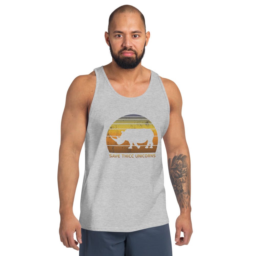Funny Save Thicc Unicorn Rhinoceros Joke Quote Unisex Tank Top