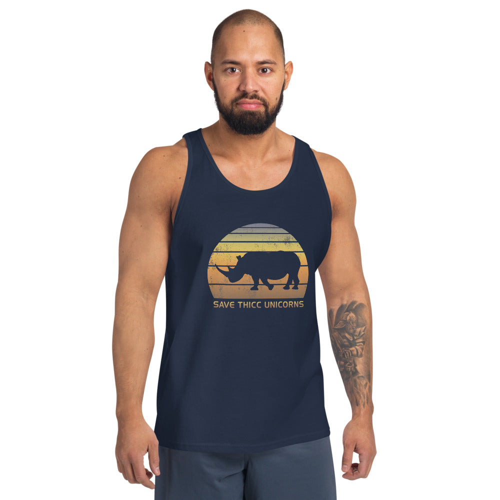 Funny Save Thicc Unicorn Rhinoceros Joke Quote Unisex Tank Top