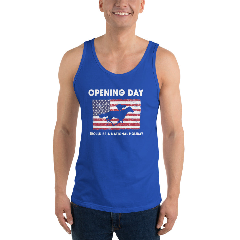 Opening Day Horse Racing Track Derby Fan USA Flag Unisex Tank Top