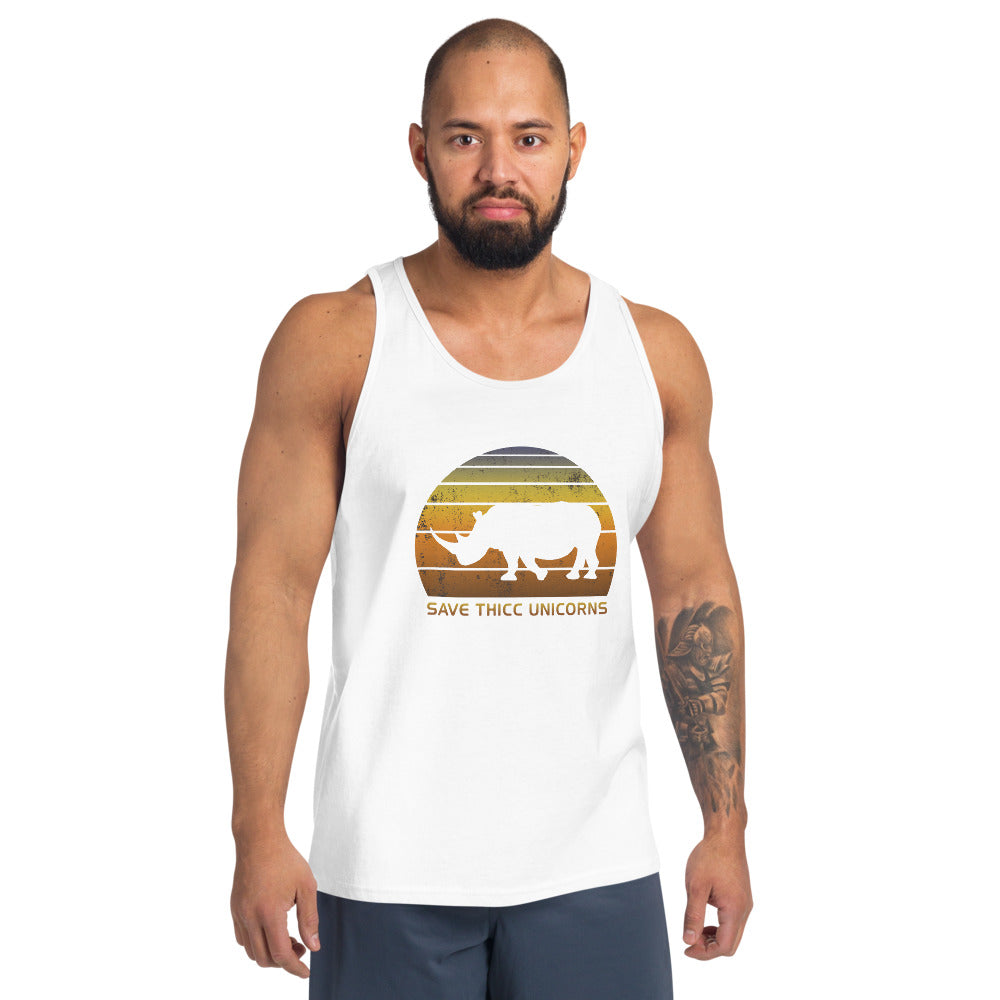 Funny Save Thicc Unicorn Rhinoceros Joke Quote Unisex Tank Top
