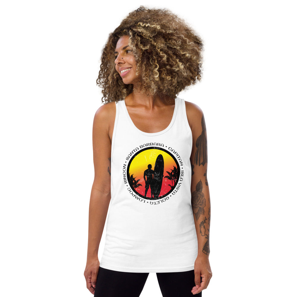 Cool Santa Barbara California Surf Fan Surfing Lover Beach Unisex Tank Top