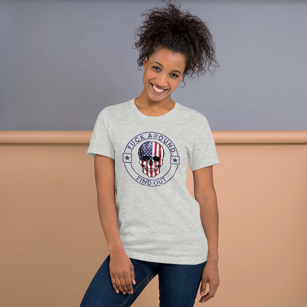 Funny Fuck Around & Find Out FAFO Vulgar Quote 4th Of July USA Flag Unisex T-Shirt