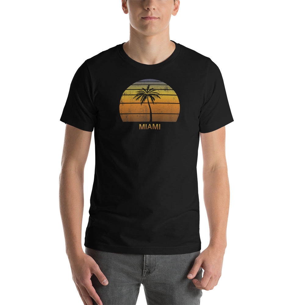 Vintage Miami Florida Beach Vacation Souvenir Sunset Unisex T-Shirt