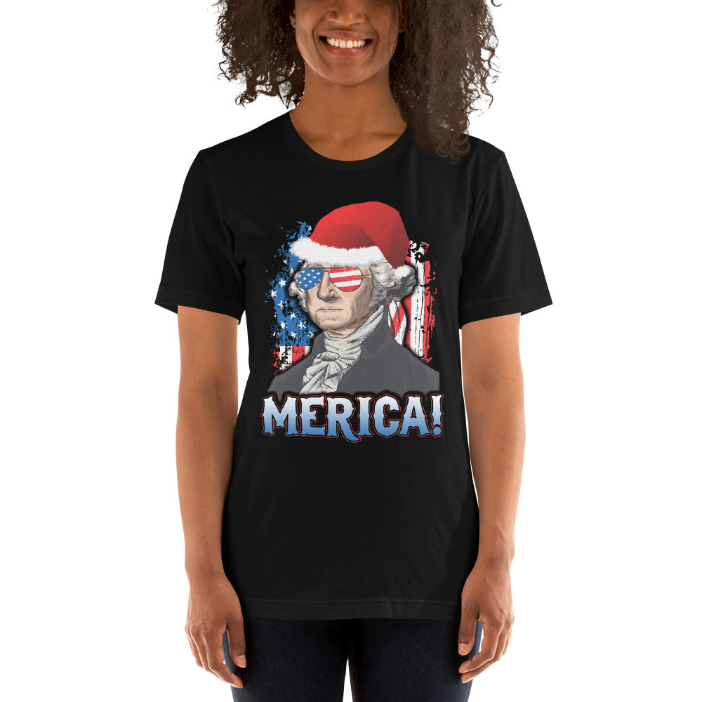 Funny President George Washington Merica Christmas Political USA Flag Unisex T-Shirt