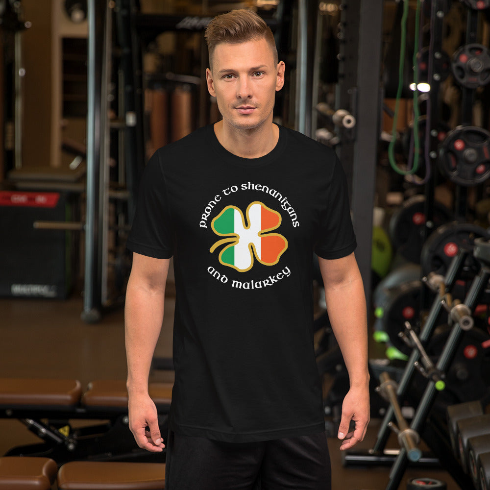 Funny Prone To Shenanigans & Malarkey Irish Flag St. Patrick's Day Unisex T-Shirt