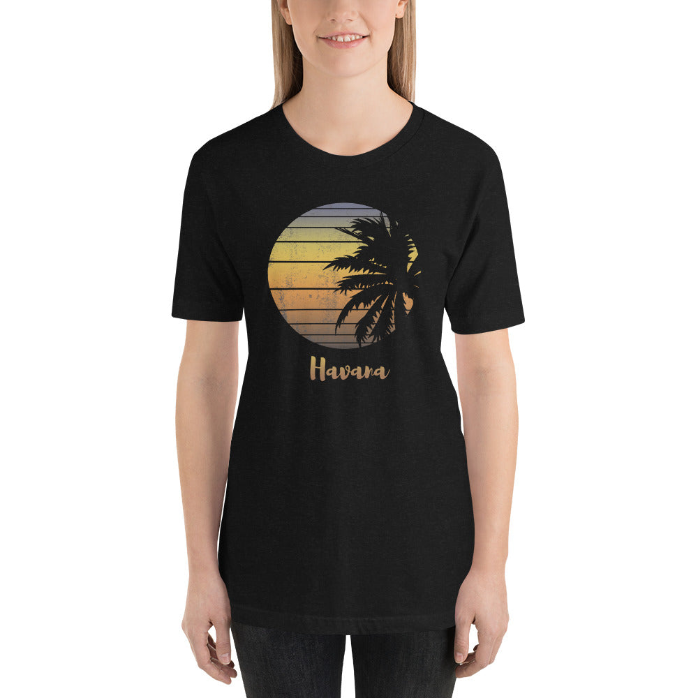 Retro Havana Cuba Beach Palm Tree Vacation Souvenir Unisex T-Shirt