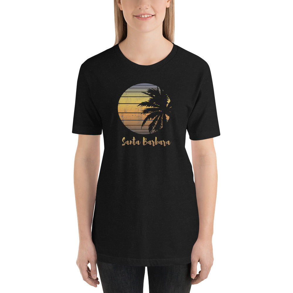 Retro Santa Barbara California Beach Vacation Souvenir Palm Tree Unisex T-Shirt