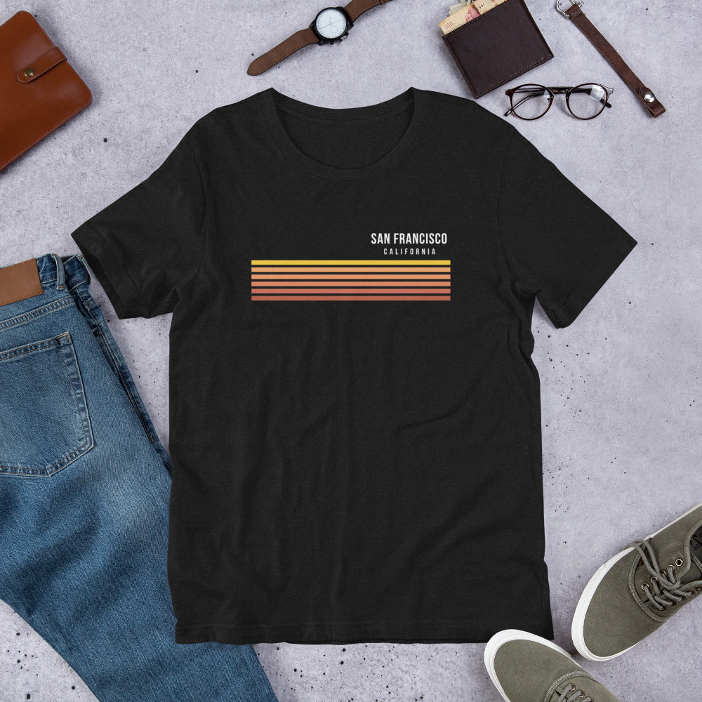 Retro San Francisco California Vacation Stripes Unisex T-Shirt