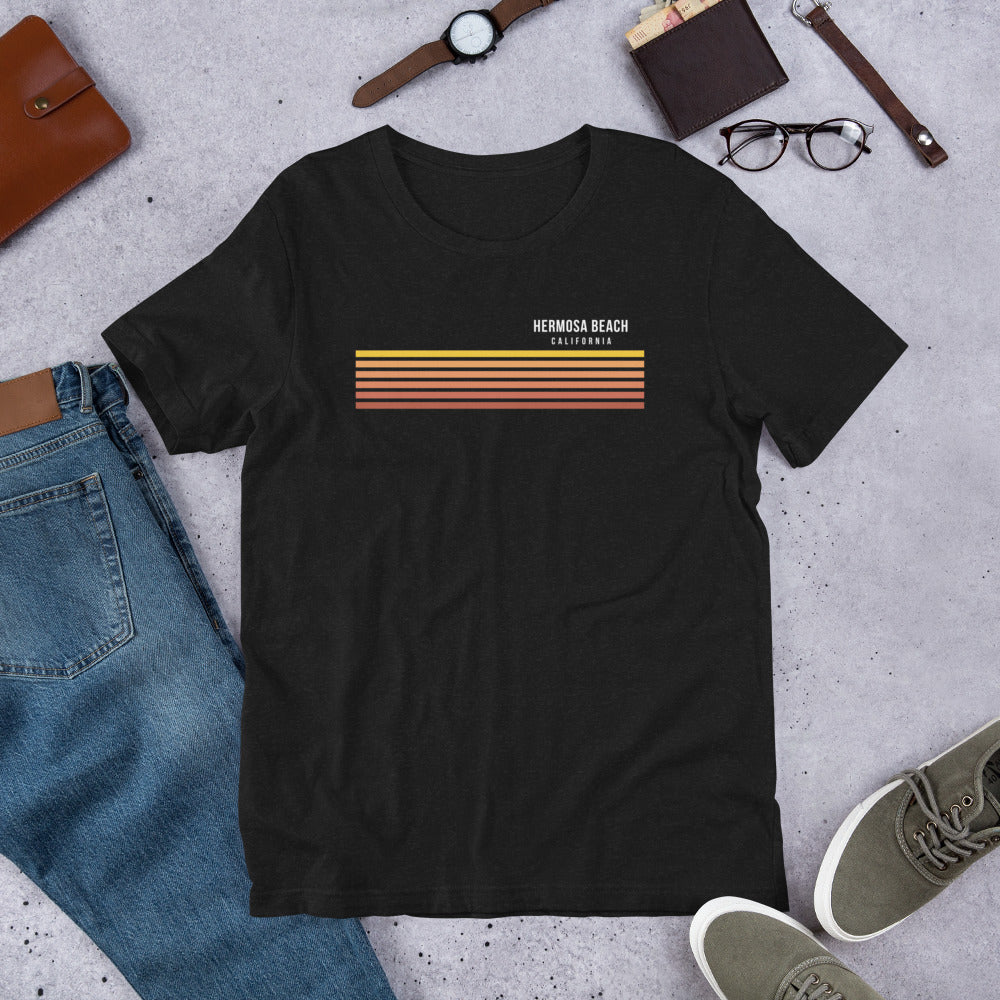 Retro Hermosa Beach California Vacation Stripes Unisex T-Shirt