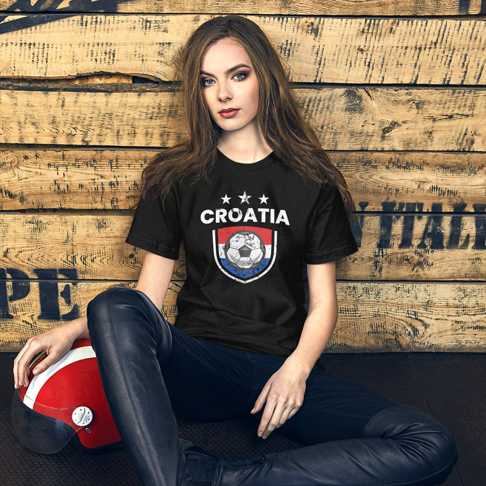 Retro Croatia Soccer Team Football Fan Country Croatian Flag Unisex T-Shirt