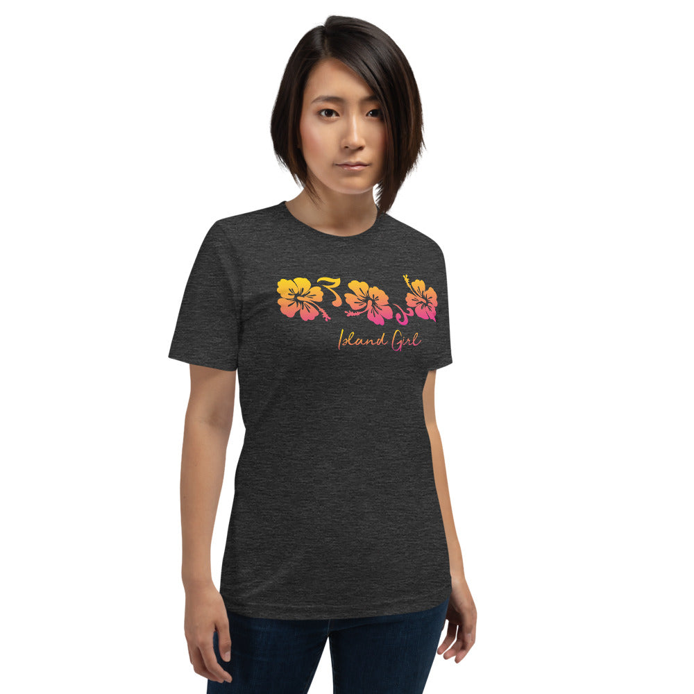 Artistic Hawaiian Island Unisex T-Shirt Hibiscus Flower Hawaii Beach Women Girls