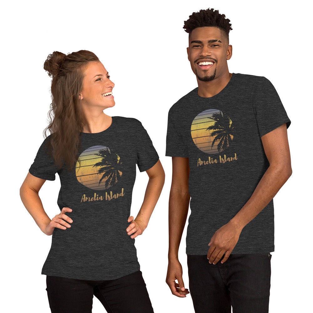 Retro Amelia Island Florida Beach Palm Tree Vacation Souvenir Unisex T-Shirt