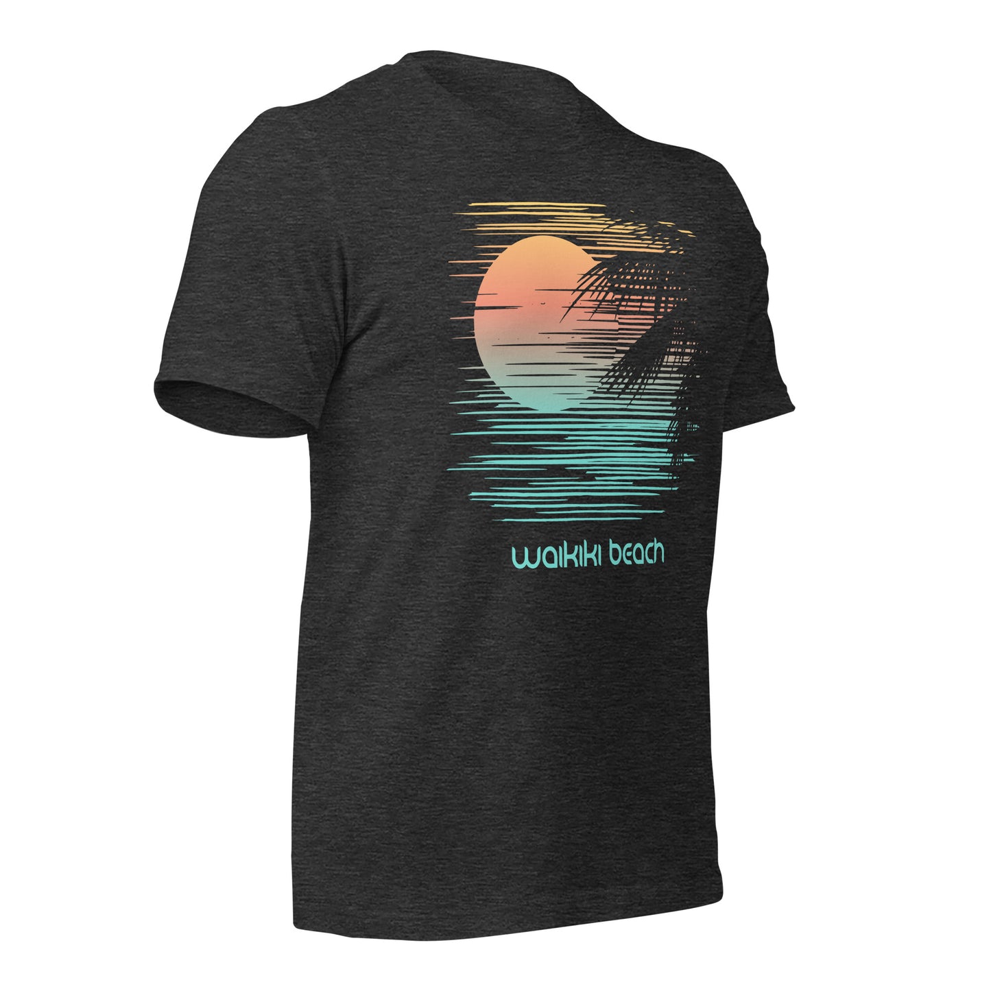 Artistic Waikiki Beach Oahu Hawaii Palm Tree Vacation Souvenir Unisex T-Shirt