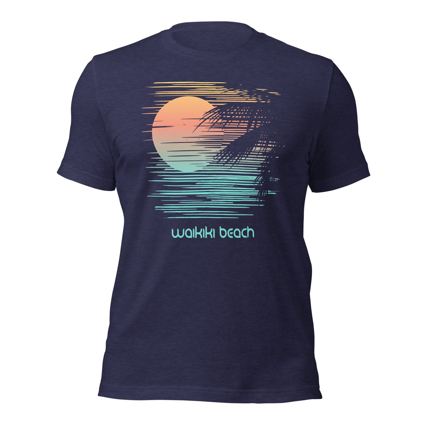 Artistic Waikiki Beach Oahu Hawaii Palm Tree Vacation Souvenir Unisex T-Shirt